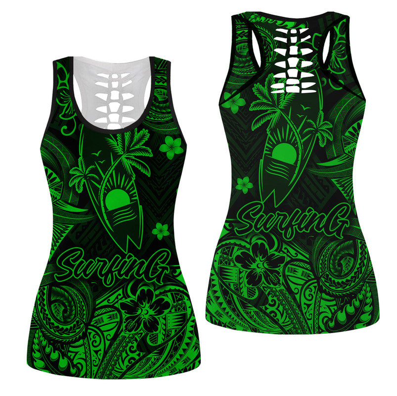 Hawaii Surfing Polynesian Hollow Tank Top Unique Style - Green LT8 Female Green - Polynesian Pride