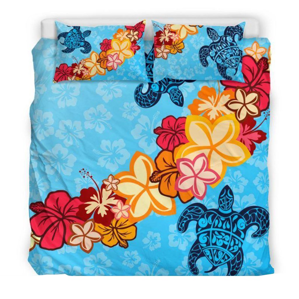 Hawaiian Duvet Cover Set - Turtle And Hibiscus - Polynesian Pride