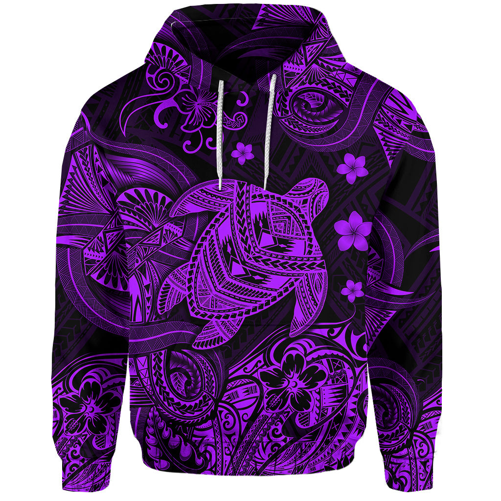 Hawaii Turtle Polynesian Hoodie Plumeria Flower Unique Style Purple LT8 - Polynesian Pride