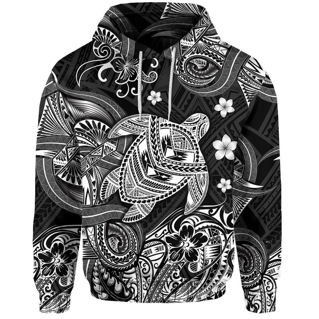 Custom Hawaii Turtle Polynesian Hoodie Plumeria Flower Unique Style Black LT8 - Polynesian Pride