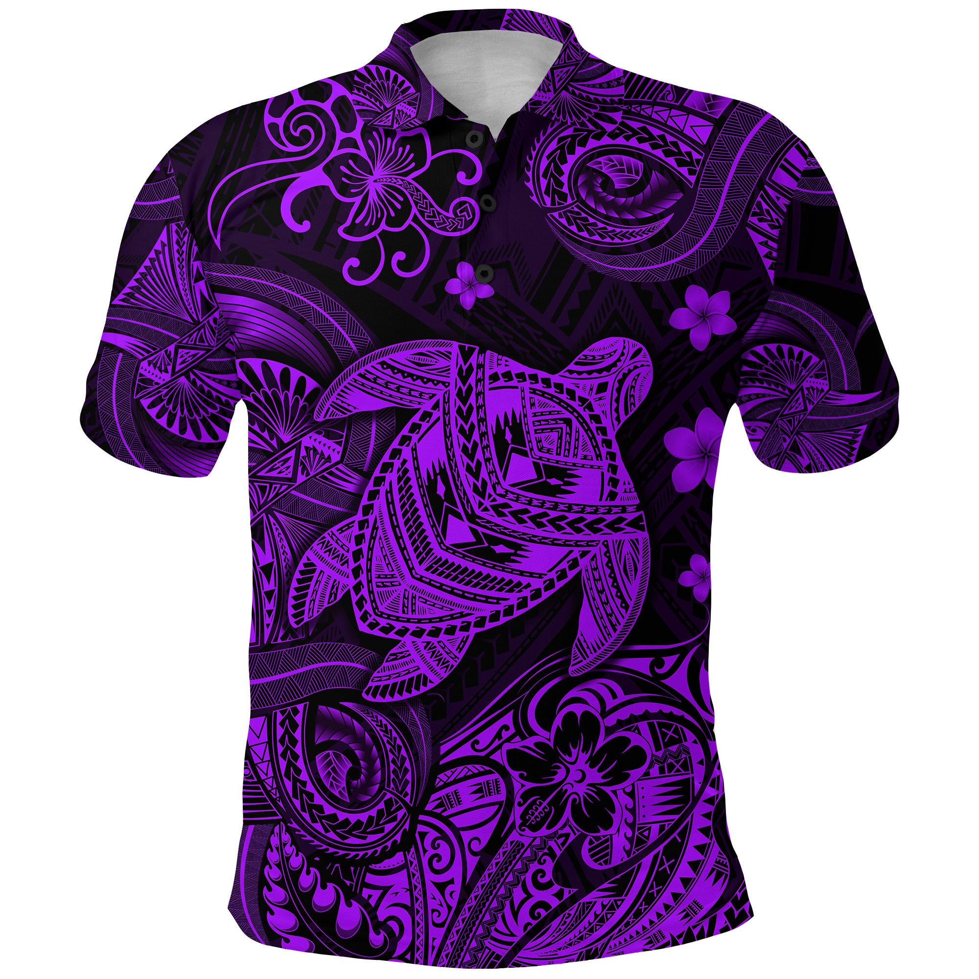 Hawaii Turtle Polynesian Polo Shirt Plumeria Flower Unique Style Purple LT8 Purple - Polynesian Pride