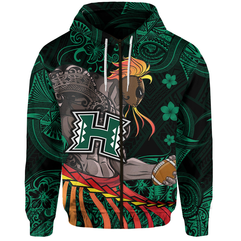 Hawaii Warriors Polynesian Zip Hoodie Unique Style Green LT8 - Polynesian Pride