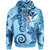 Hawaii Zip Hoodie Tribal Plumeria Pattern Unisex Blue - Polynesian Pride