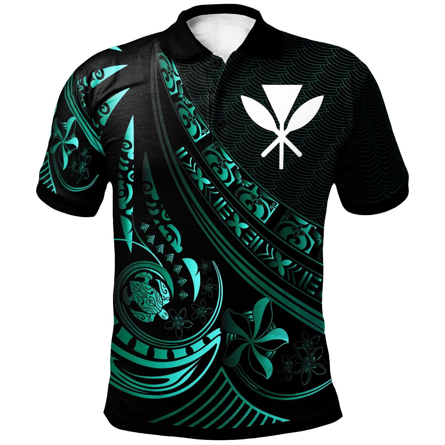 Hawaii Polo Shirt The Flow Of The Ocean Green Unisex Green - Polynesian Pride