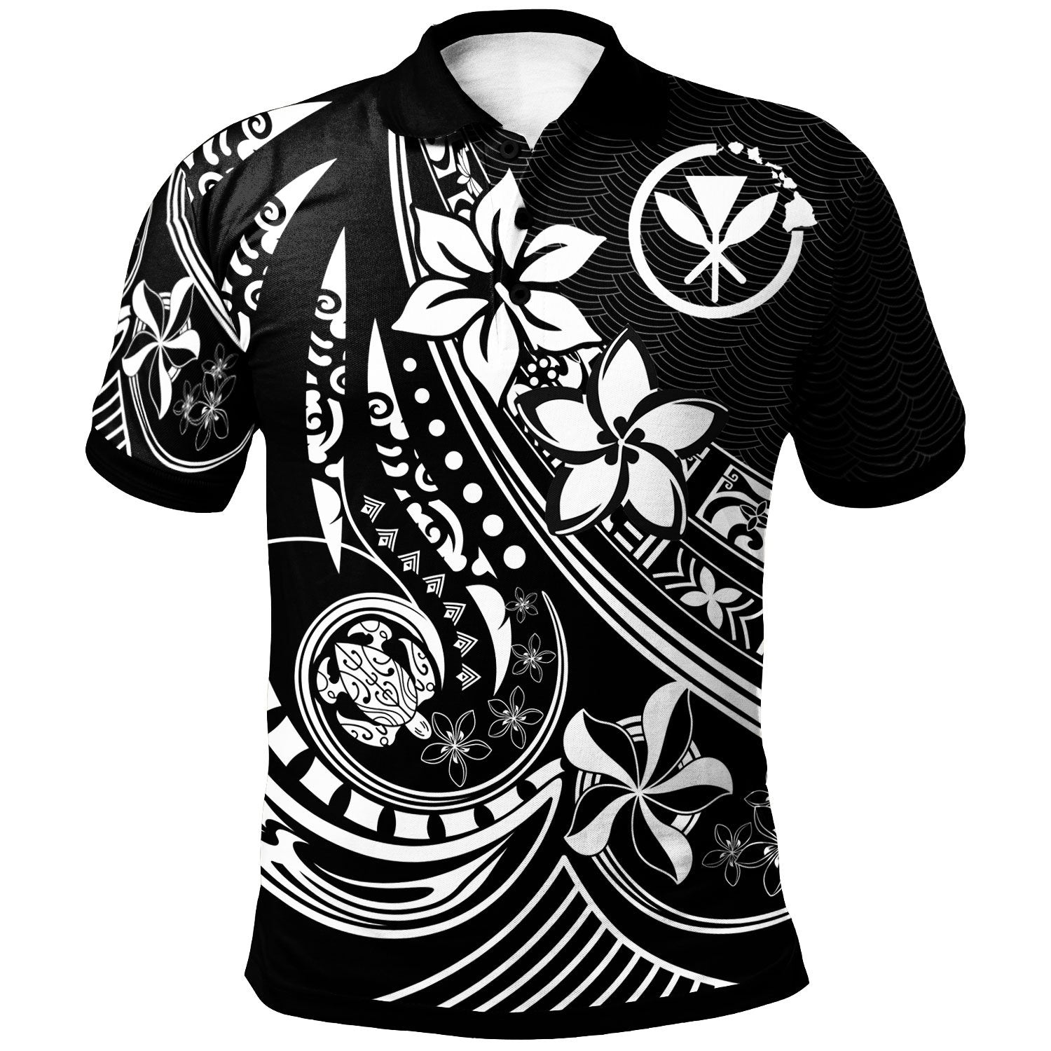 Hawaii Polo Shirt The Flow Of The Ocean Unisex Black - Polynesian Pride