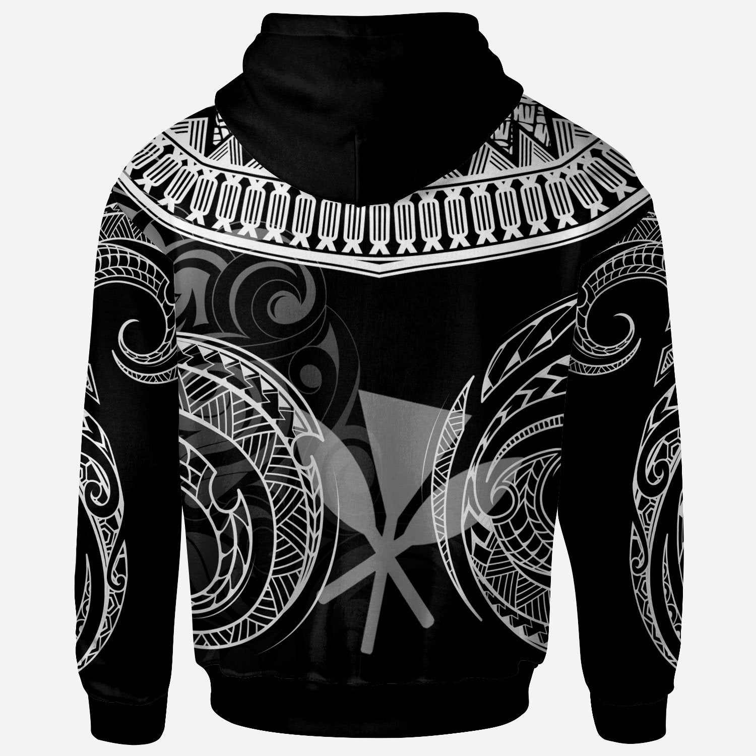 Hawaii Custom Zip Hoodie Serrated Pattern White Color Unisex Black - Polynesian Pride