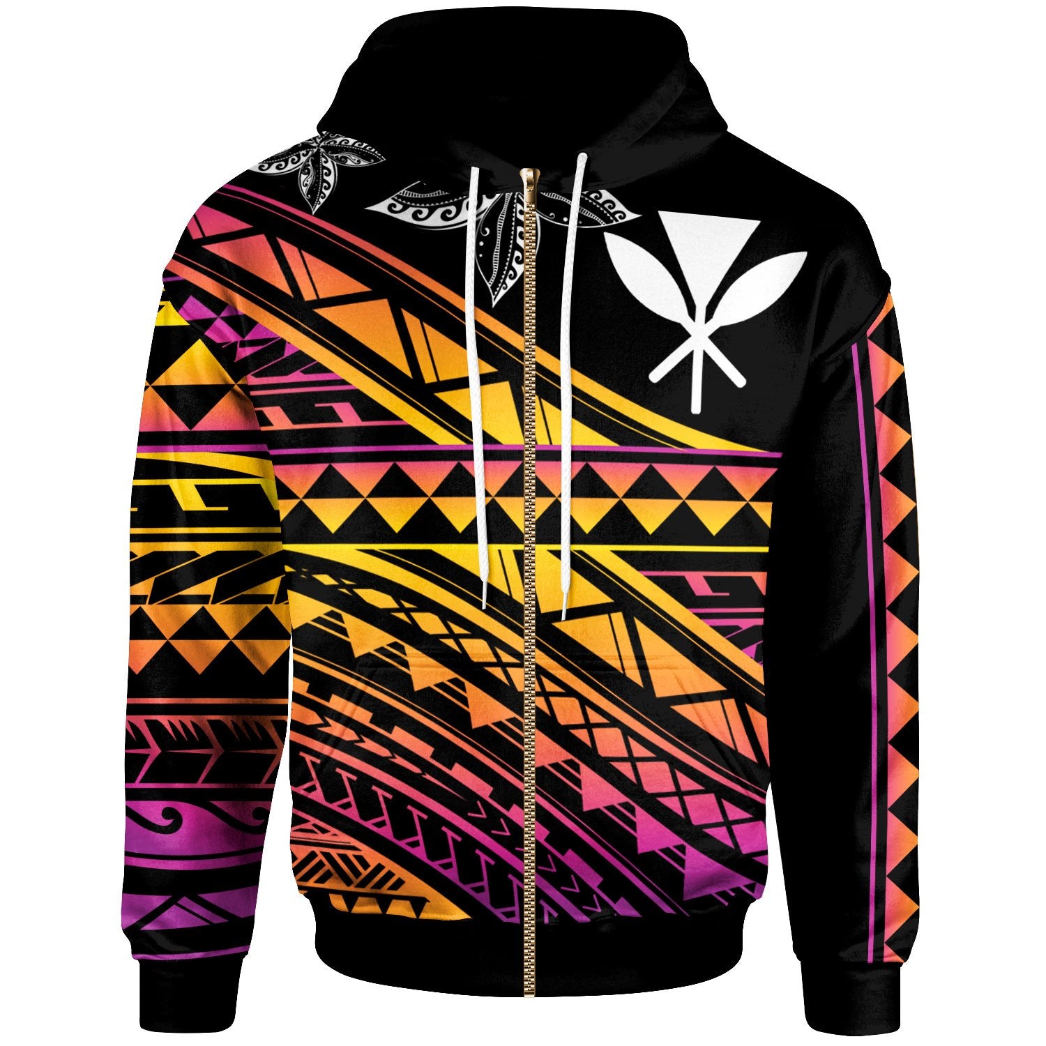 Hawaii Custom Zip Hoodie Special Polynesian Ornaments Unisex Black - Polynesian Pride