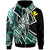 Hawaii Zip Hoodie Tribal Flower Special Pattern Green Color Unisex Green - Polynesian Pride