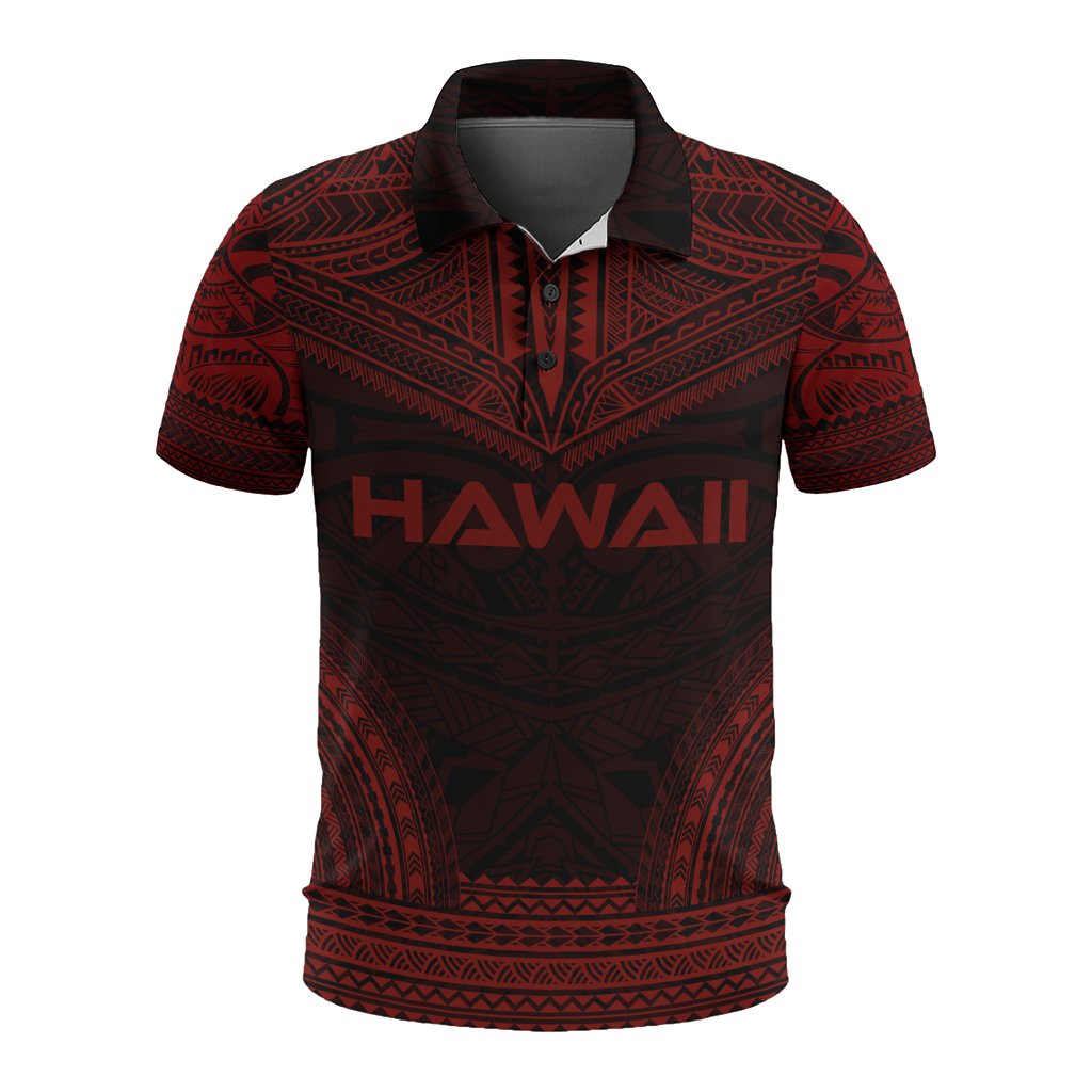 Hawaii Polo Shirt Hawaii Seal Polynesian Chief Tattoo Red Version Unisex Red - Polynesian Pride