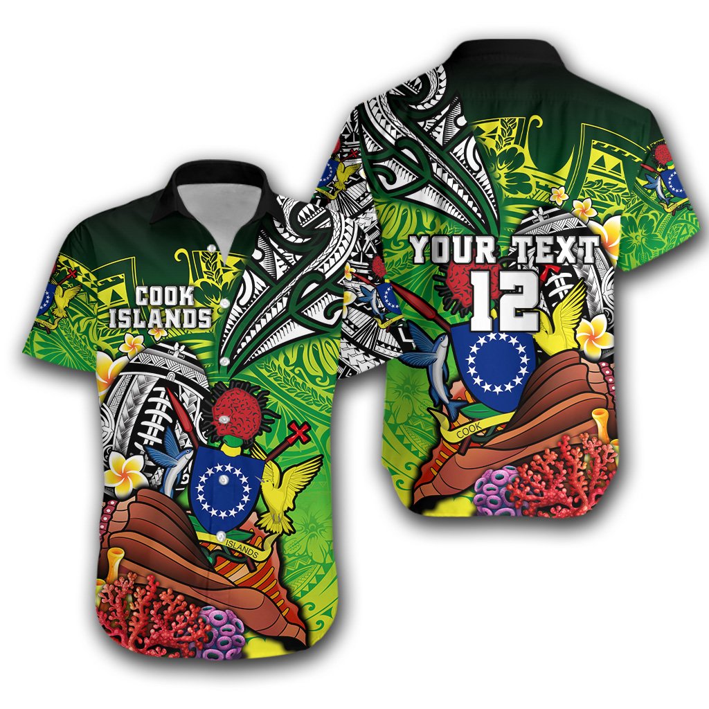 (Custom Personalised) Cook Islands Rugby Hawaiian Shirt Ocean World Style Unisex Green - Polynesian Pride