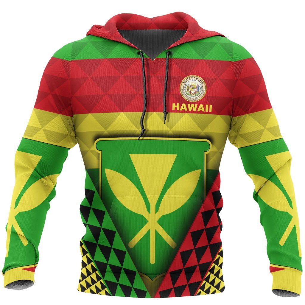 Hawaii Legend Pullover Hoodie Hawaii Seal Kanaka Maoli Flag A16 Unisex Green - Polynesian Pride