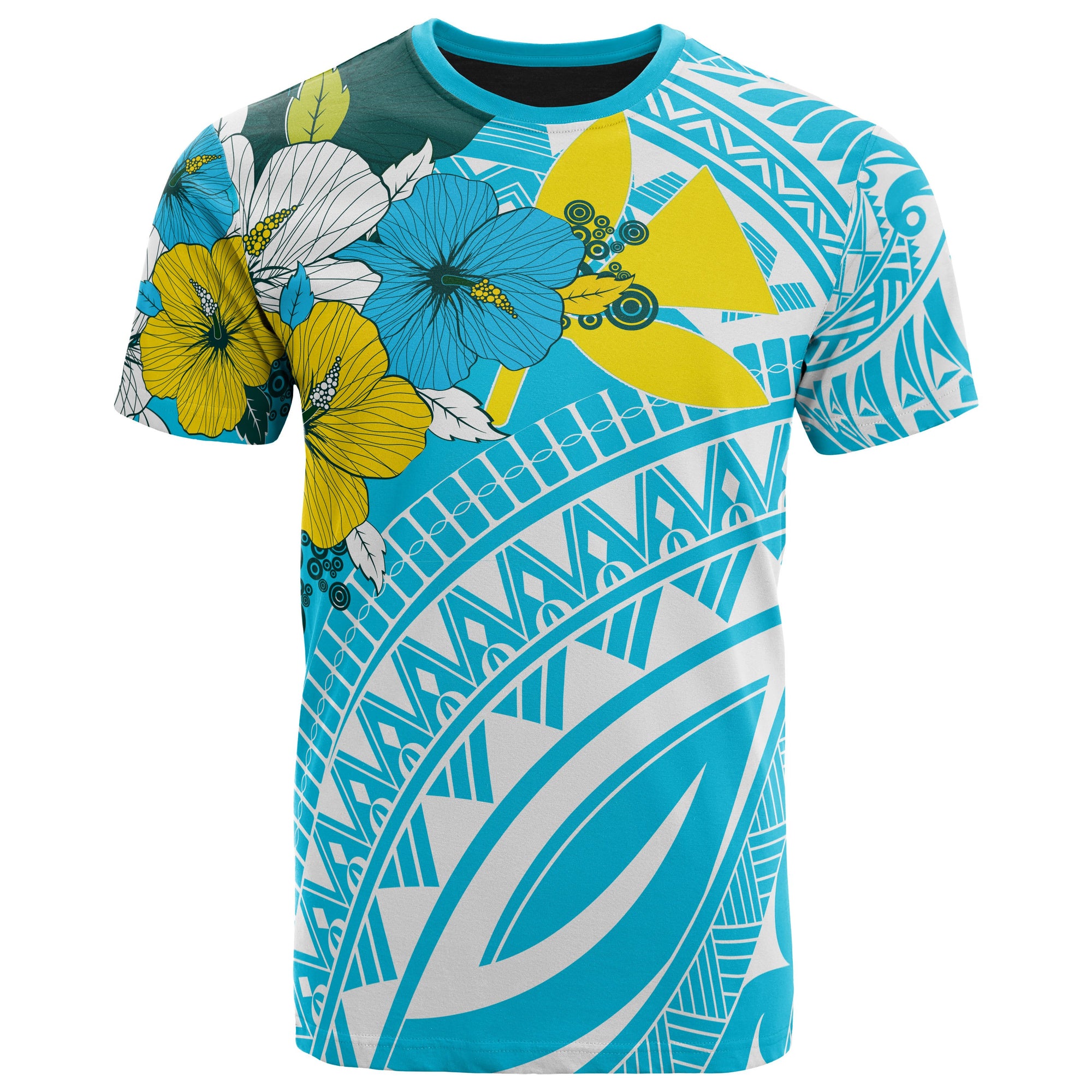 Hawaii T Shirt Polynesian Pattern Aquamarine Stone Blue Color Unisex Blue - Polynesian Pride