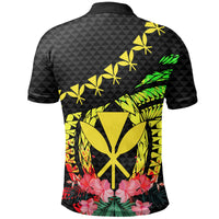 Hawaii Polo Shirt Polynesian Pattern With Flag - Polynesian Pride