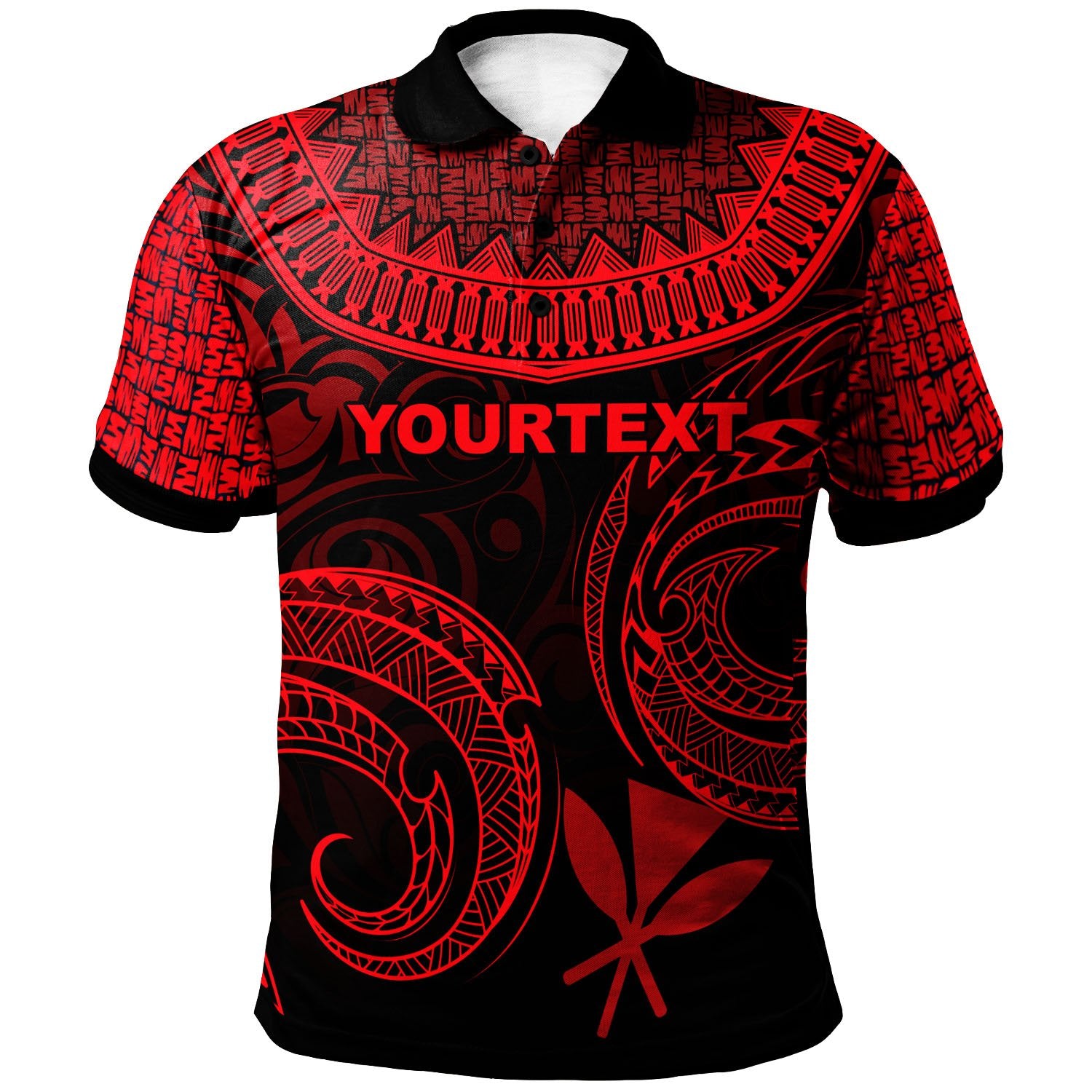 Hawaii Polo Unique Serrated Texture Red Unisex Red - Polynesian Pride