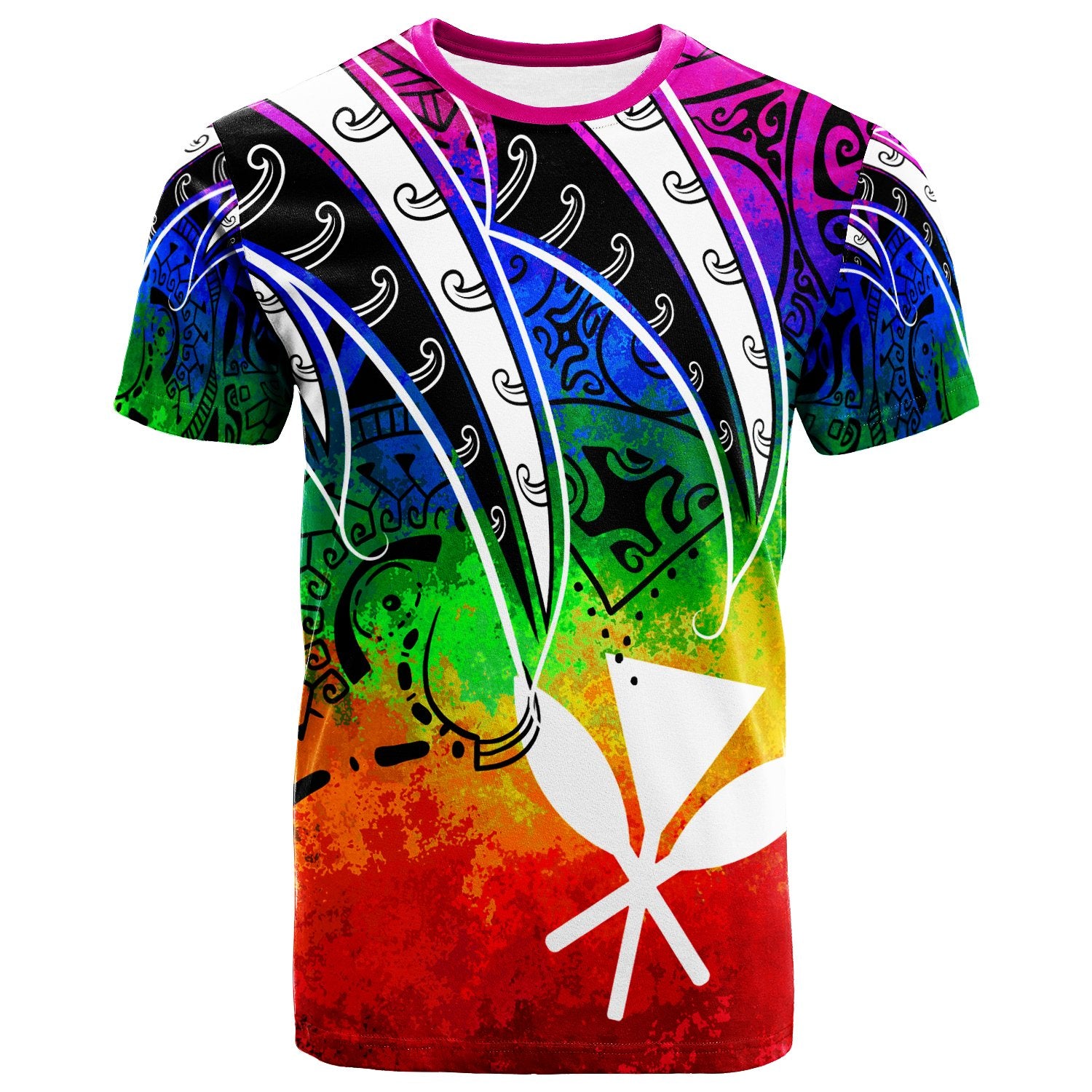 Hawaii T Shirt Tropical Leaf Rainbow Color Unisex Rainbow Color - Polynesian Pride