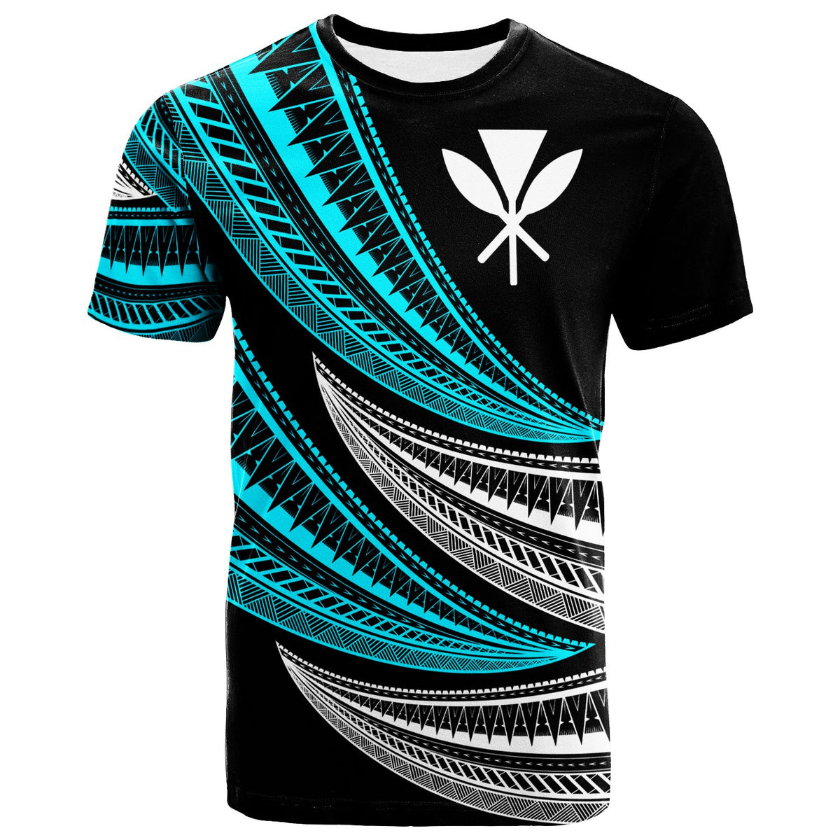 Hawaii Custom T Shirt Wave Pattern Alternating Unisex Black - Polynesian Pride