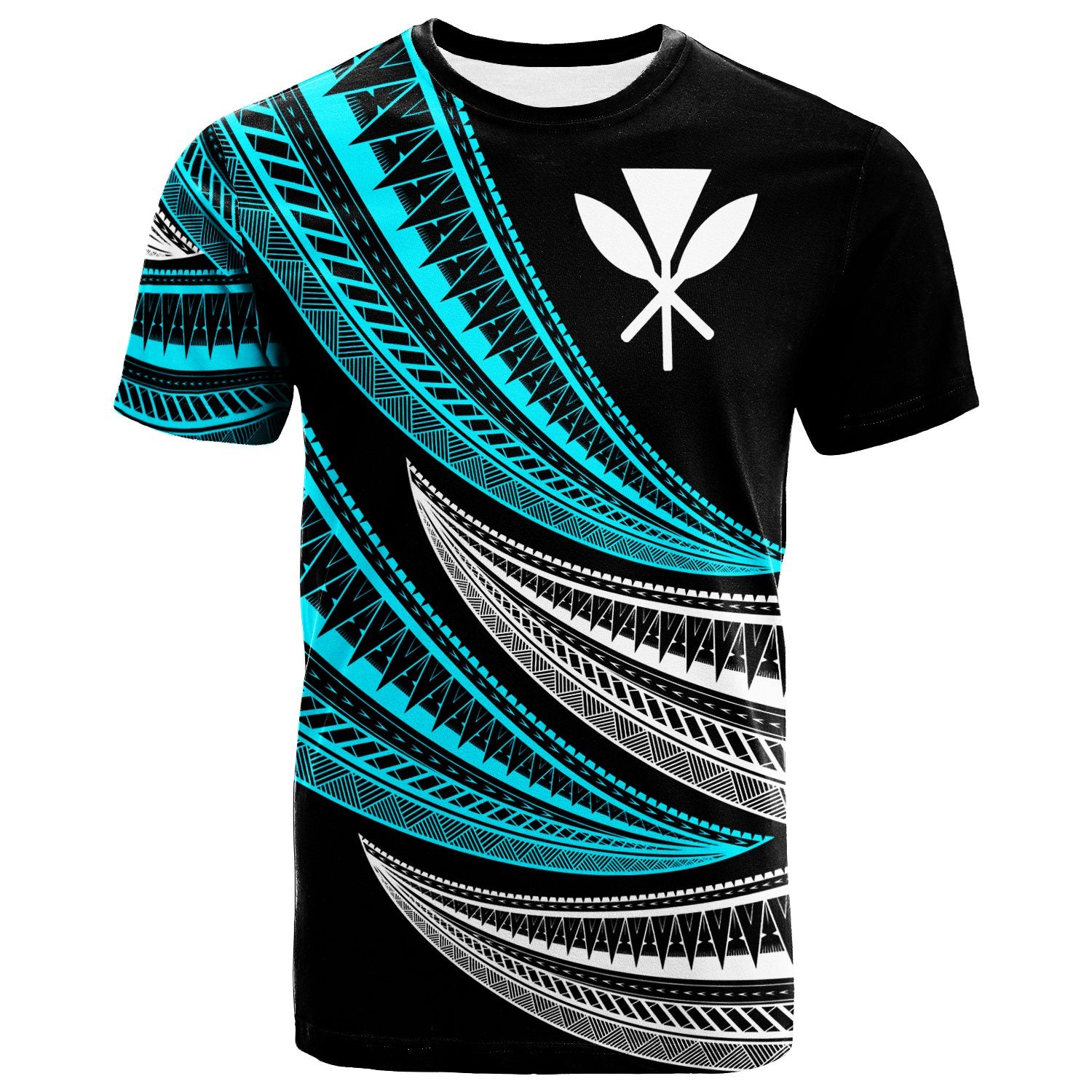 Hawaii Custom T Shirt Wave Pattern Alternating Unisex Black - Polynesian Pride