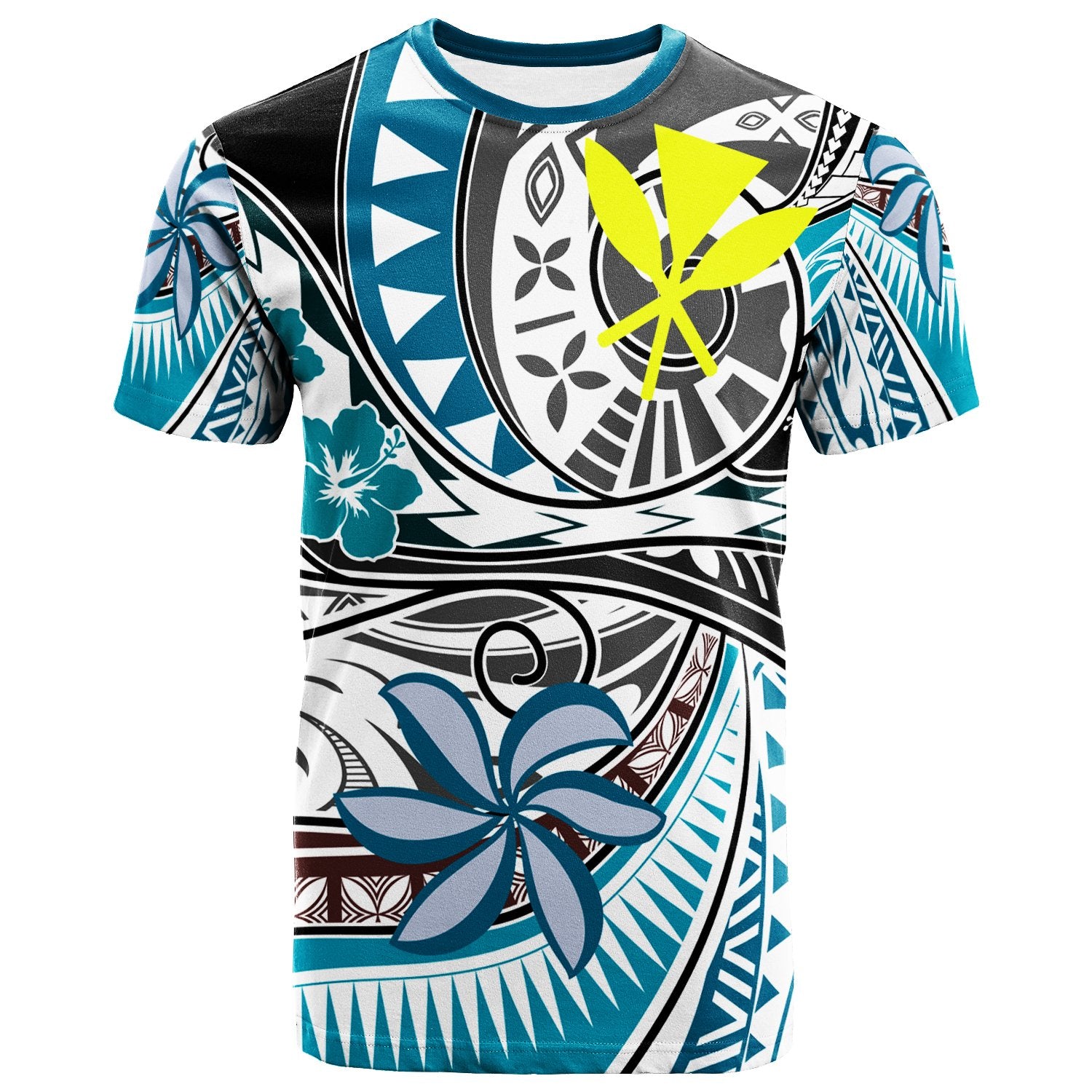 Hawaii T Shirt Flower and Flow Unisex BLUE - Polynesian Pride