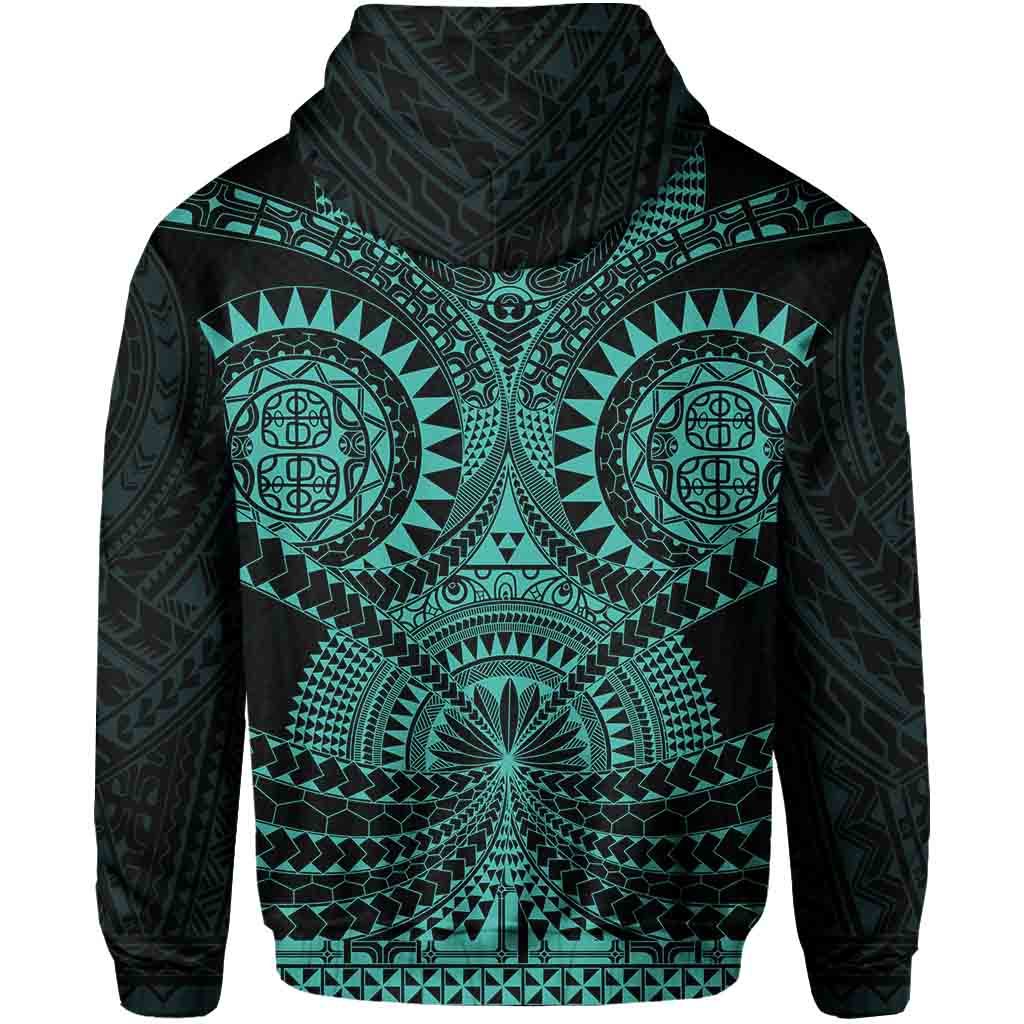 Polynesian Tattoo All Over Print Zip Hoodie Turquoise - Polynesian Pride