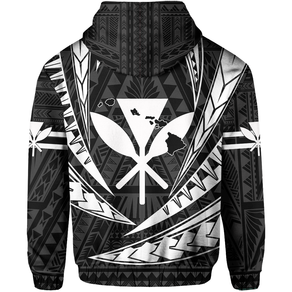 Polynesian Kakau Kanaka Maoli Map Hawaii Hoodie White - Polynesian Pride