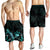 Samoa Polynesian Men's Shorts - Turtle With Blooming Hibiscus Turquoise - Polynesian Pride