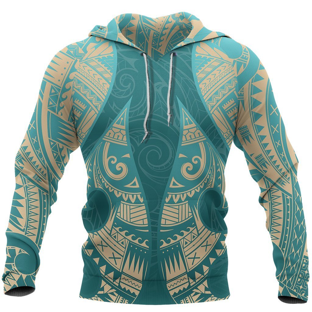 New Zealand Maori Hoodie, Hei Matau Tattoo Pullover Hoodie Unisex Black - Polynesian Pride