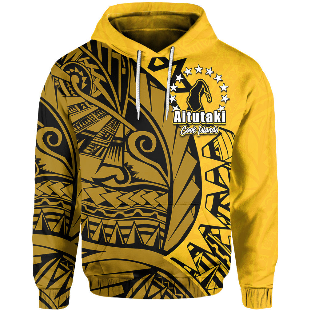 Custom Cook Islands Hoodie Aitutaki Polynesian Style LT6 Yellow - Polynesian Pride