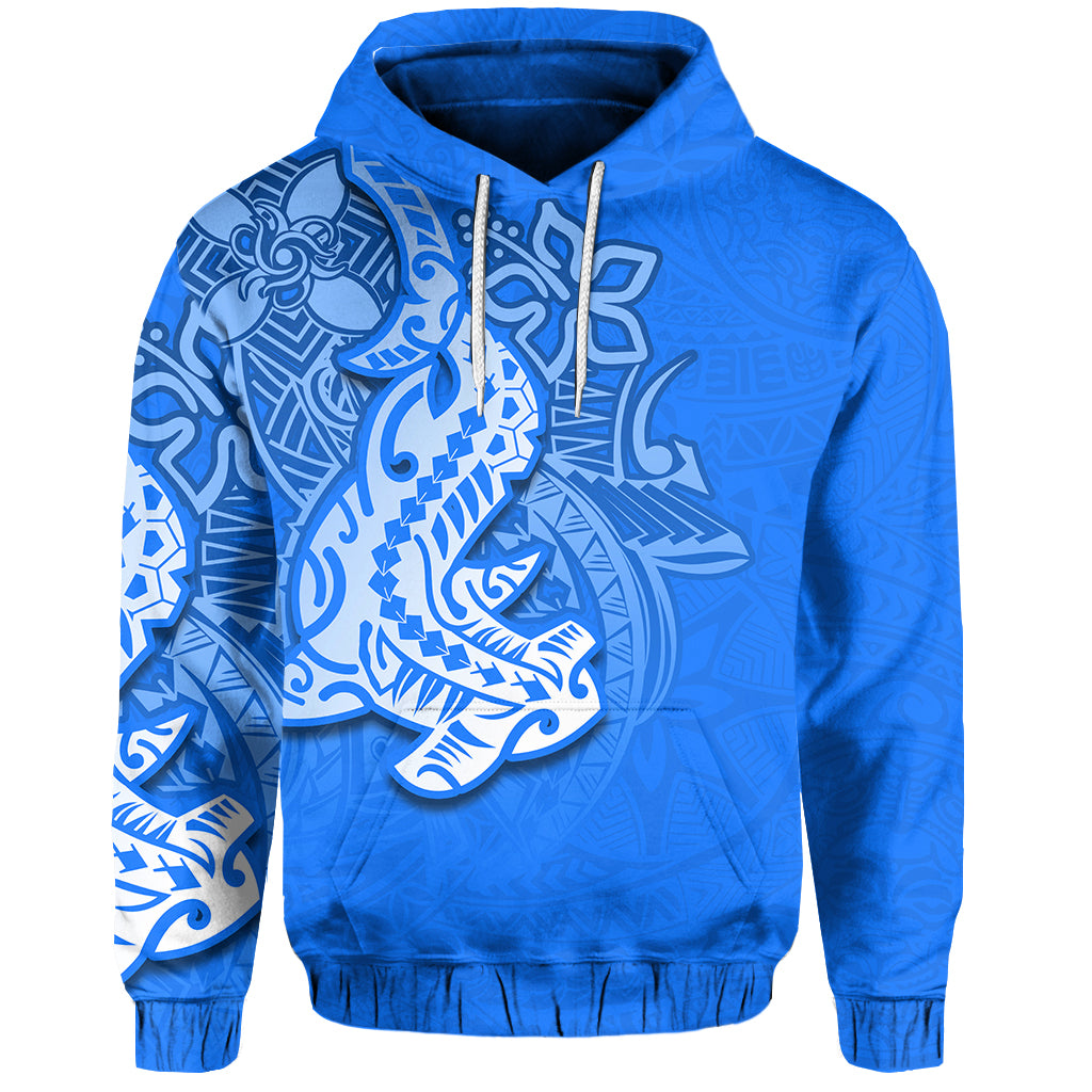 Custom Hammerhead shark Hoodie Polynesian Blue Style LT6 Unisex Blue - Polynesian Pride