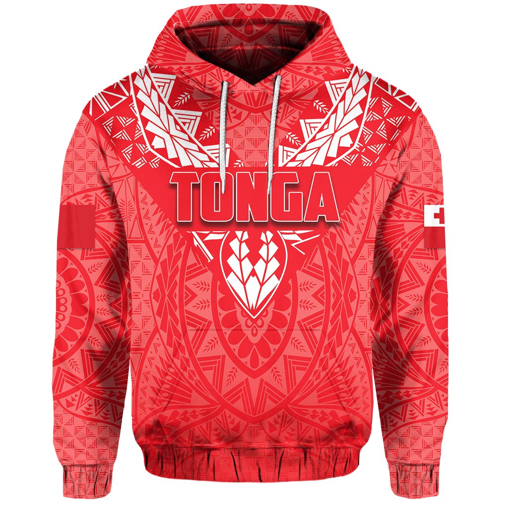 Tonga Rugby Hoodie Polynesian With Coat of Arms Style Unisex Red - Polynesian Pride