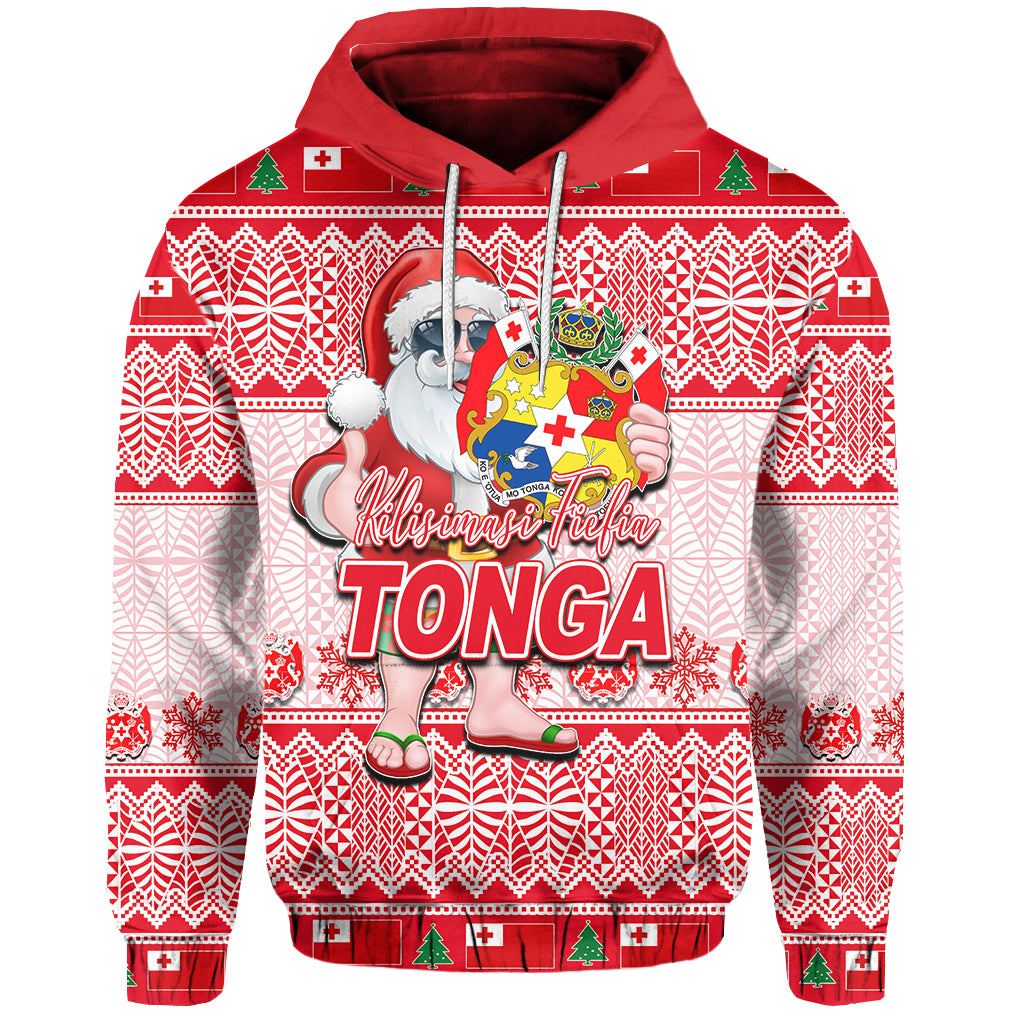 Tonga Christmas Hoodie Cool Santa Claus LT6 Unisex Red - Polynesian Pride