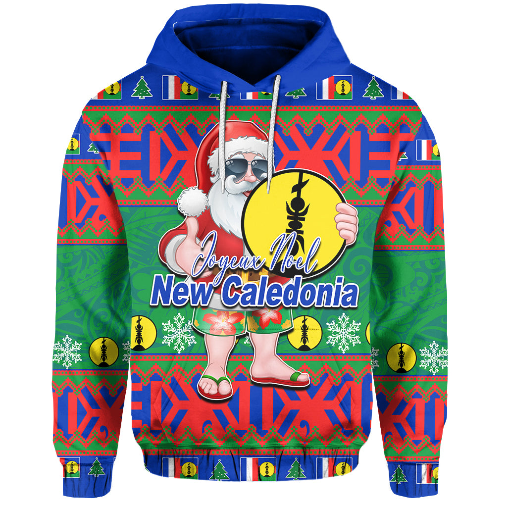 New Caledonia Christmas Hoodie Cool Santa Claus LT6 Unisex Blue - Polynesian Pride