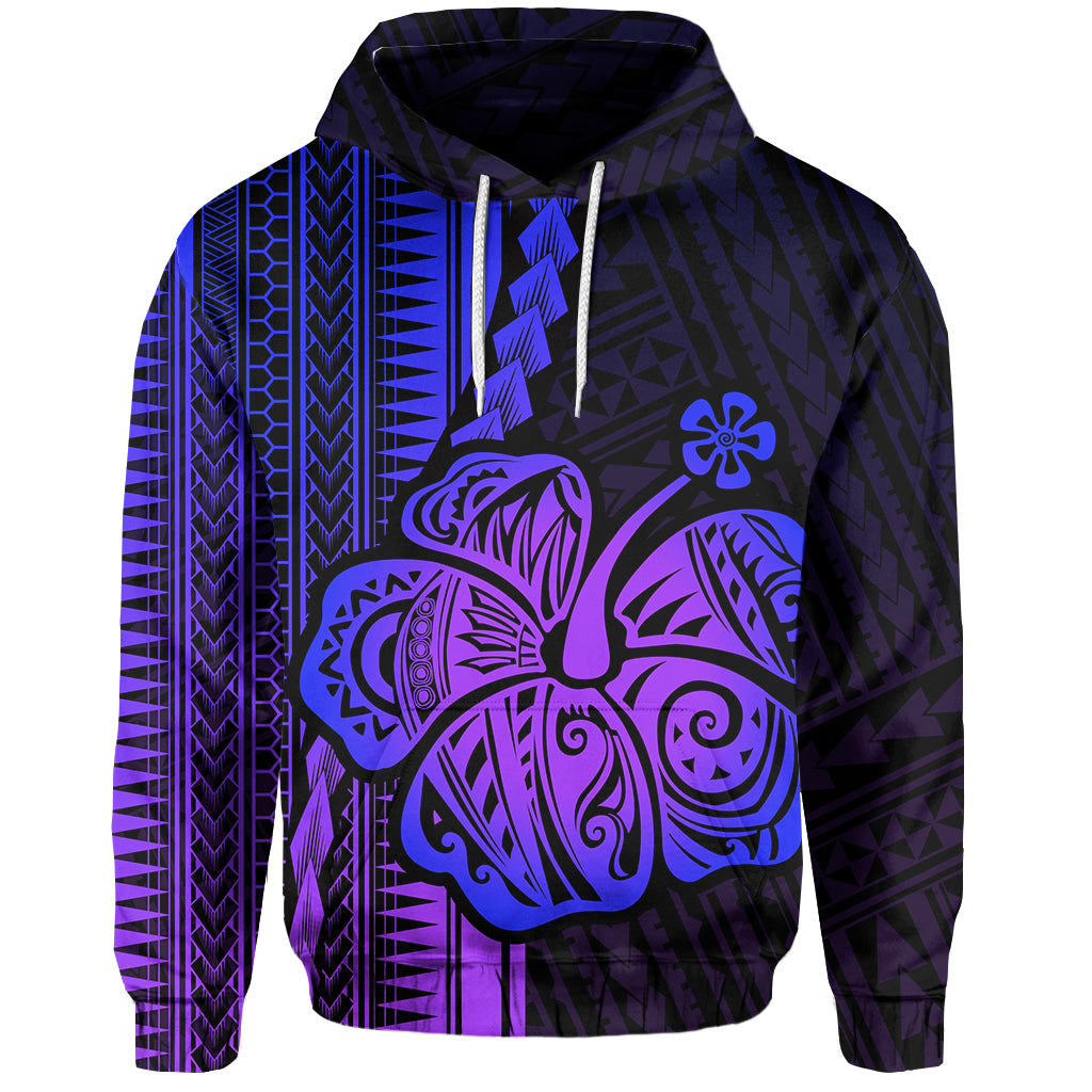 Custom Polynesian Hibiscus Hoodie Hawaiian Style No.3 LT6 Unisex Purple - Polynesian Pride