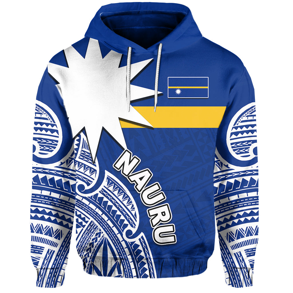 Custom Nauru Hoodie Flag In Heart No.1 LT6 Unisex Blue - Polynesian Pride