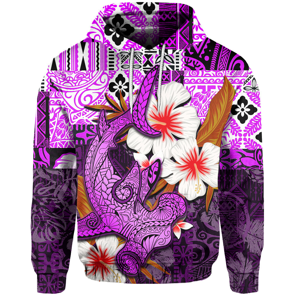 Custom Hammerhead shark Hoodie Hawaii Style Purple LT6 Unisex Purple - Polynesian Pride