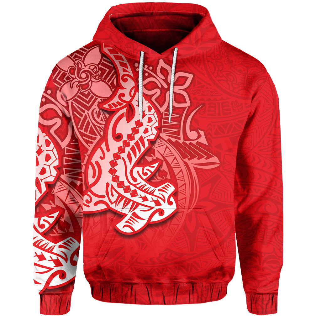 Custom Hammerhead shark Hoodie Polynesian Red Style LT6 Unisex Red - Polynesian Pride