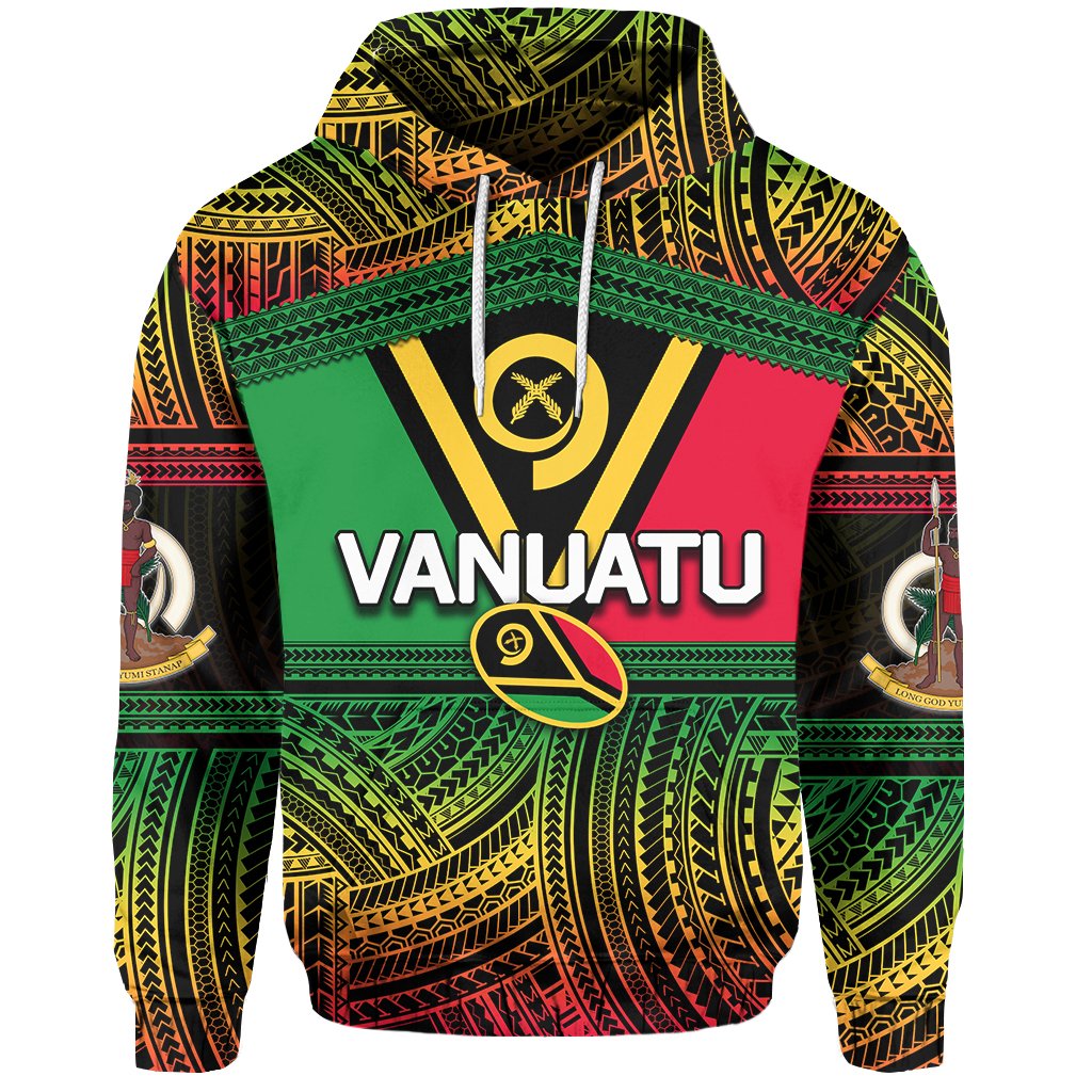 Vanuatu Hoodie Rugby Polynesian Patterns Unisex Black - Polynesian Pride