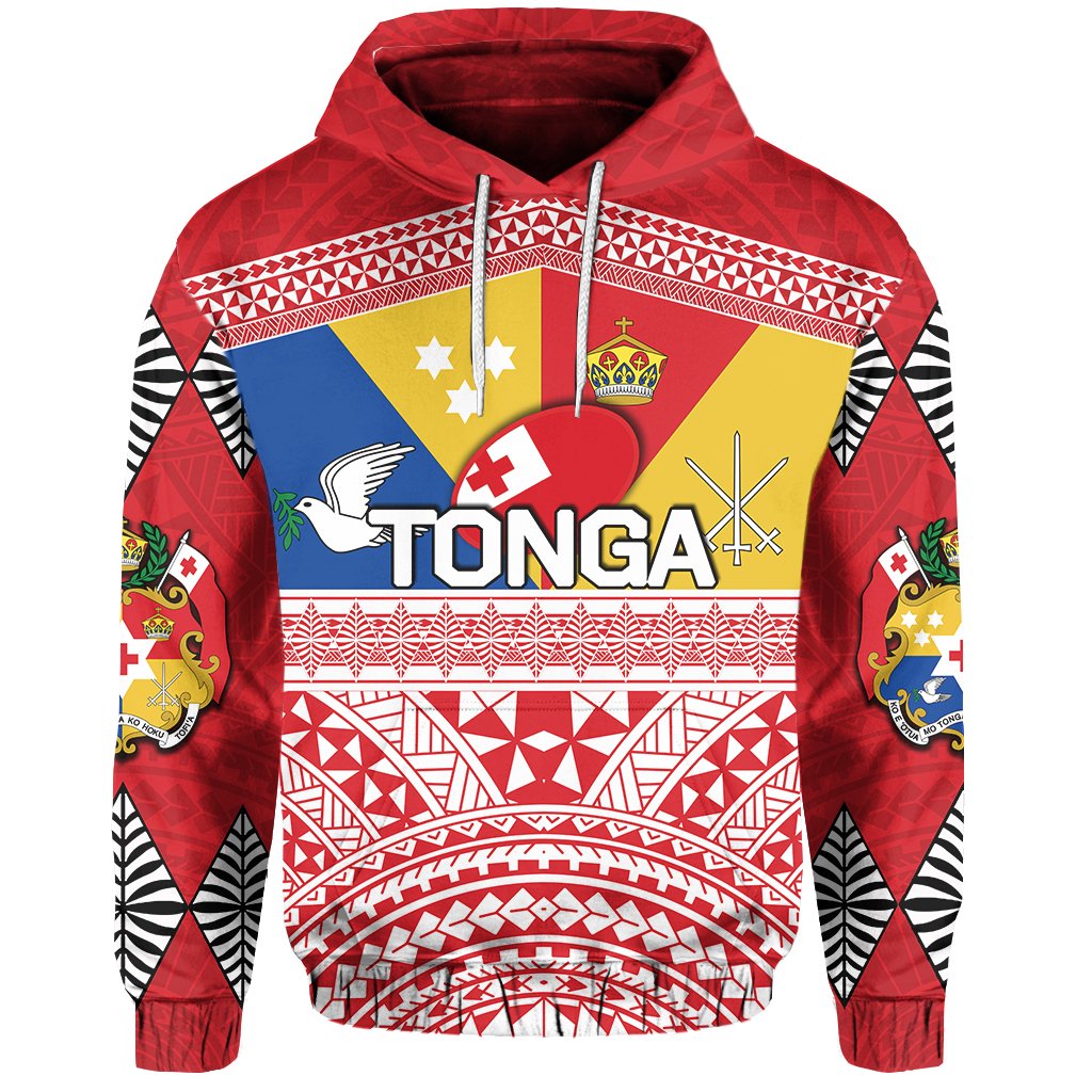 Tonga Rugby Hoodie Special Coat of Arms Unisex Red - Polynesian Pride