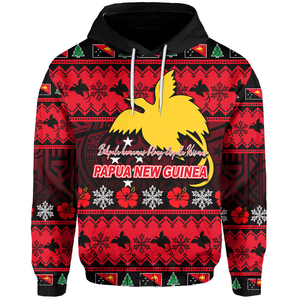 Papua New Guinea Christmas Hoodie LT6 Unisex Red - Polynesian Pride