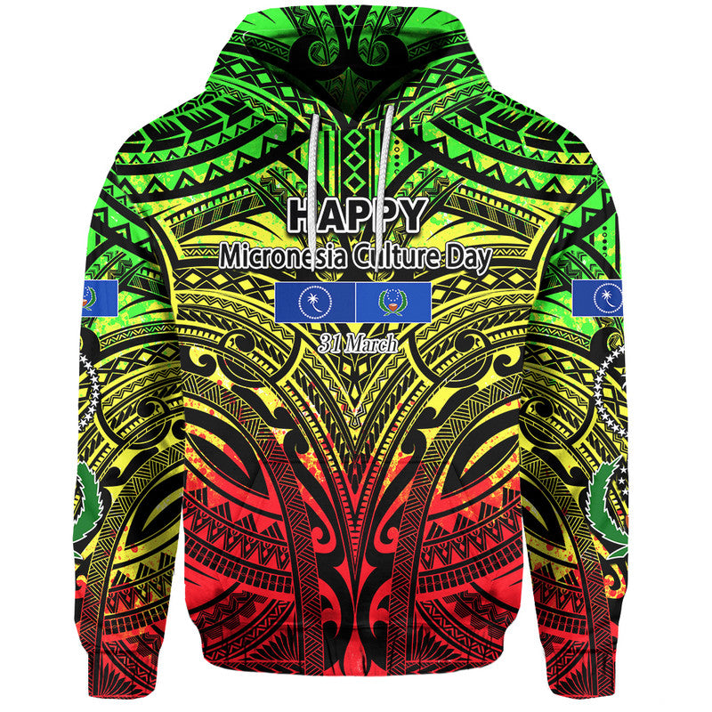 Micronesia Culture Day Hoodie Chuuk and Pohnpei Reggae Style LT6 LT6 reggae - Polynesian Pride