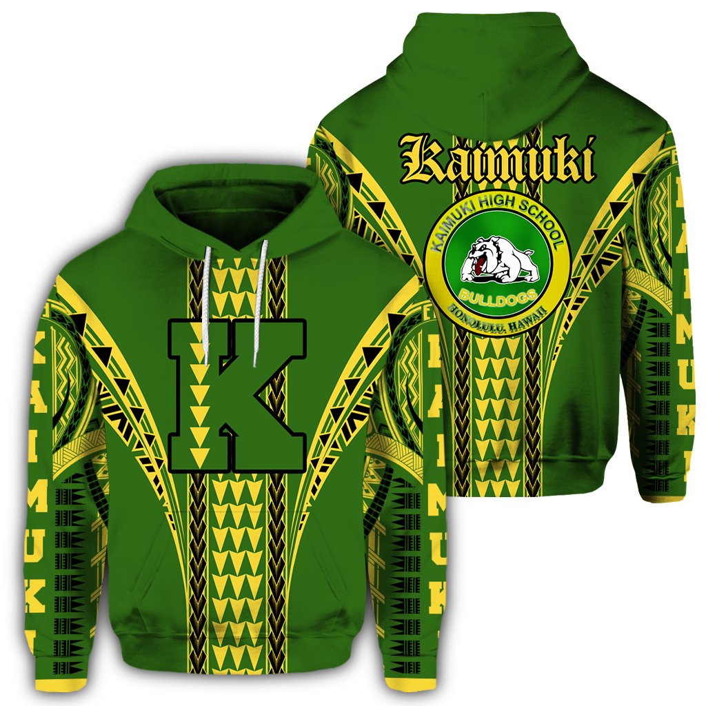 Hawaii Hoodie Kaimuki High Pullover Hoodie Unisex Green - Polynesian Pride