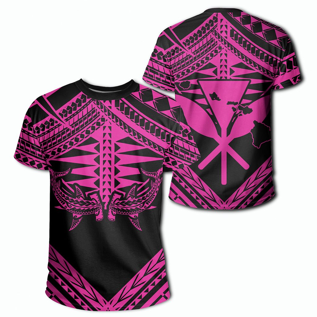 Hawaii Shark Polynesian Kanaka Pink T Shirt Candy Style Unisex Black - Polynesian Pride