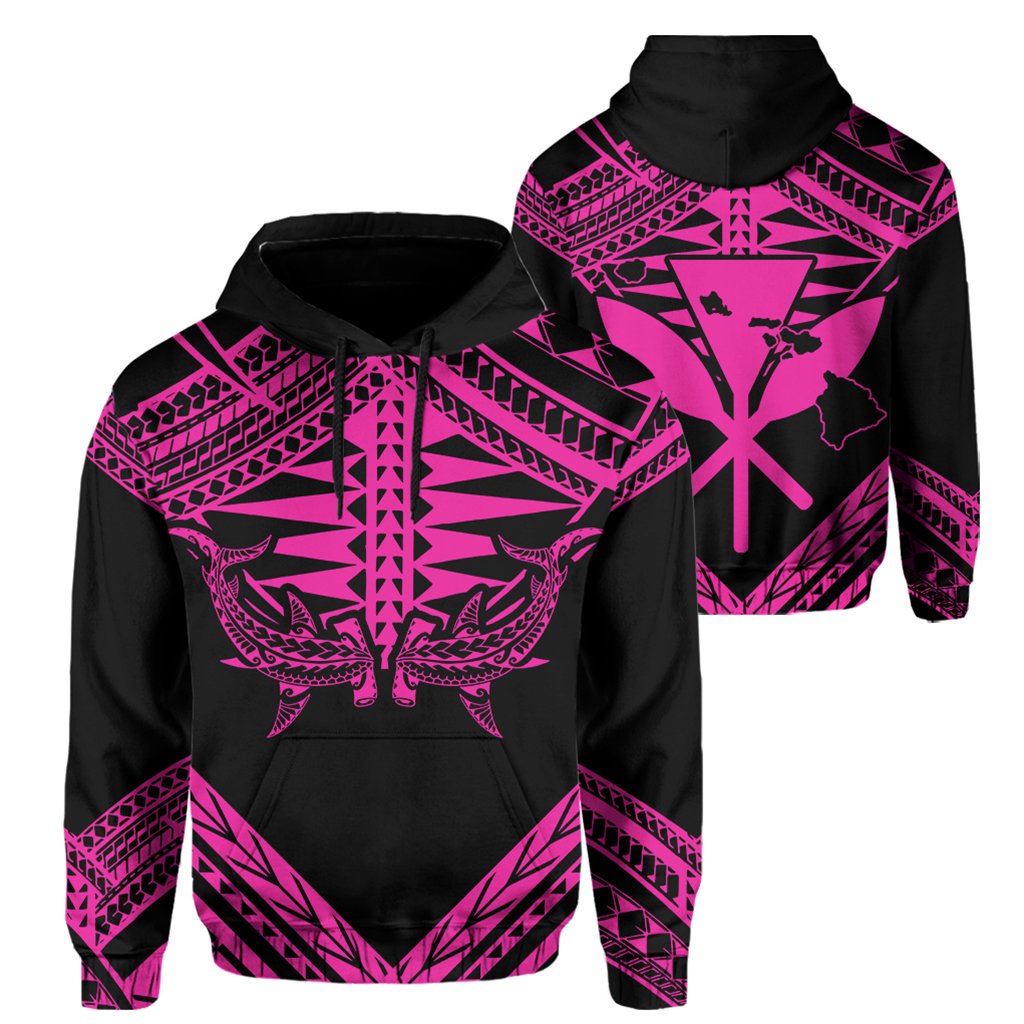 Hawaii Shark Polynesian Kanaka Pink Hoodie Candy Style Unisex Black - Polynesian Pride