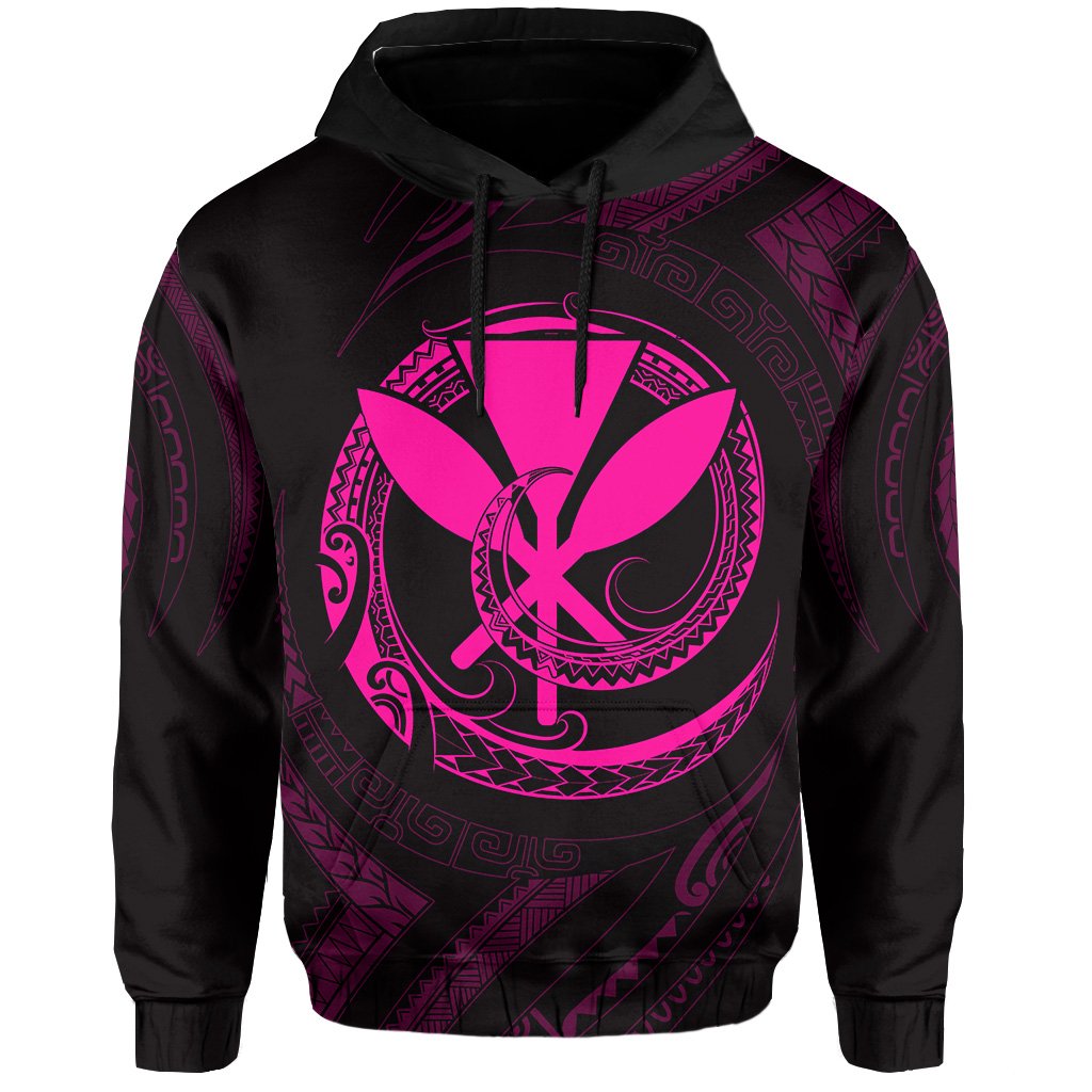 Polynesian Kanaka Shaka Map of Hawaii Hoodie Pink - Polynesian Pride