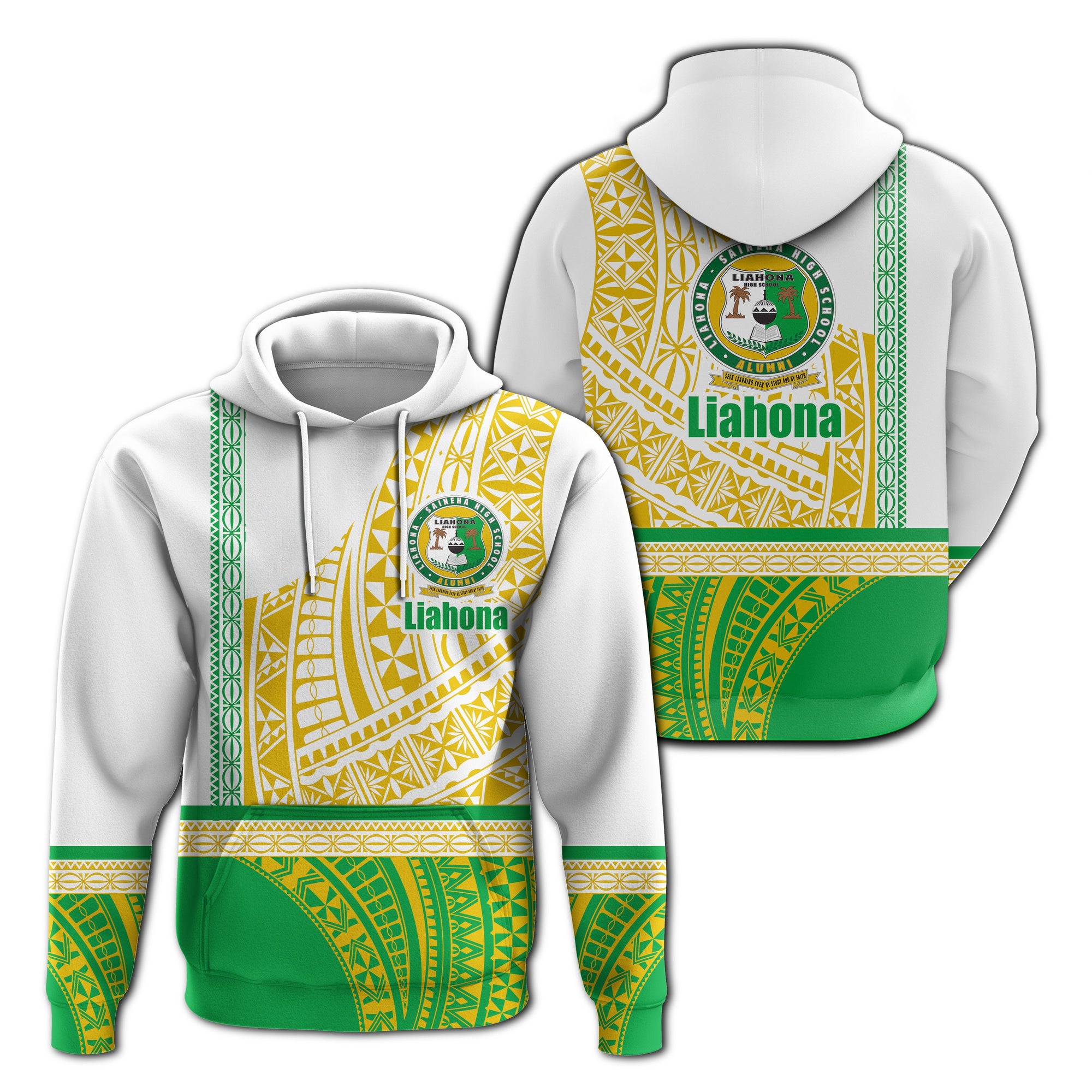 Liahona Tonga Hoodie Polynesian Traditional Style Unisex White - Polynesian Pride