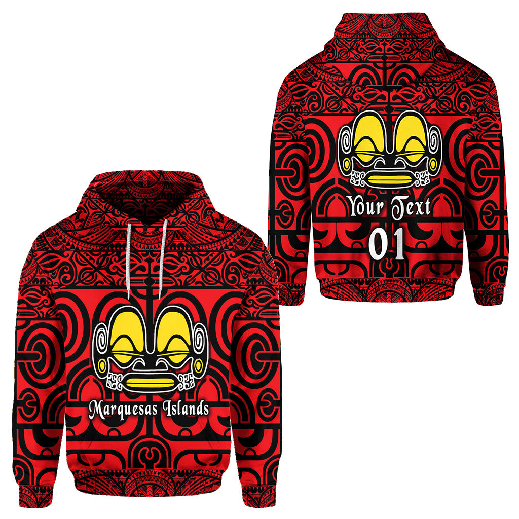 Custom Marquesas Islands Hoodie Marquesan Tattoo Simple Style Red LT8 - Polynesian Pride