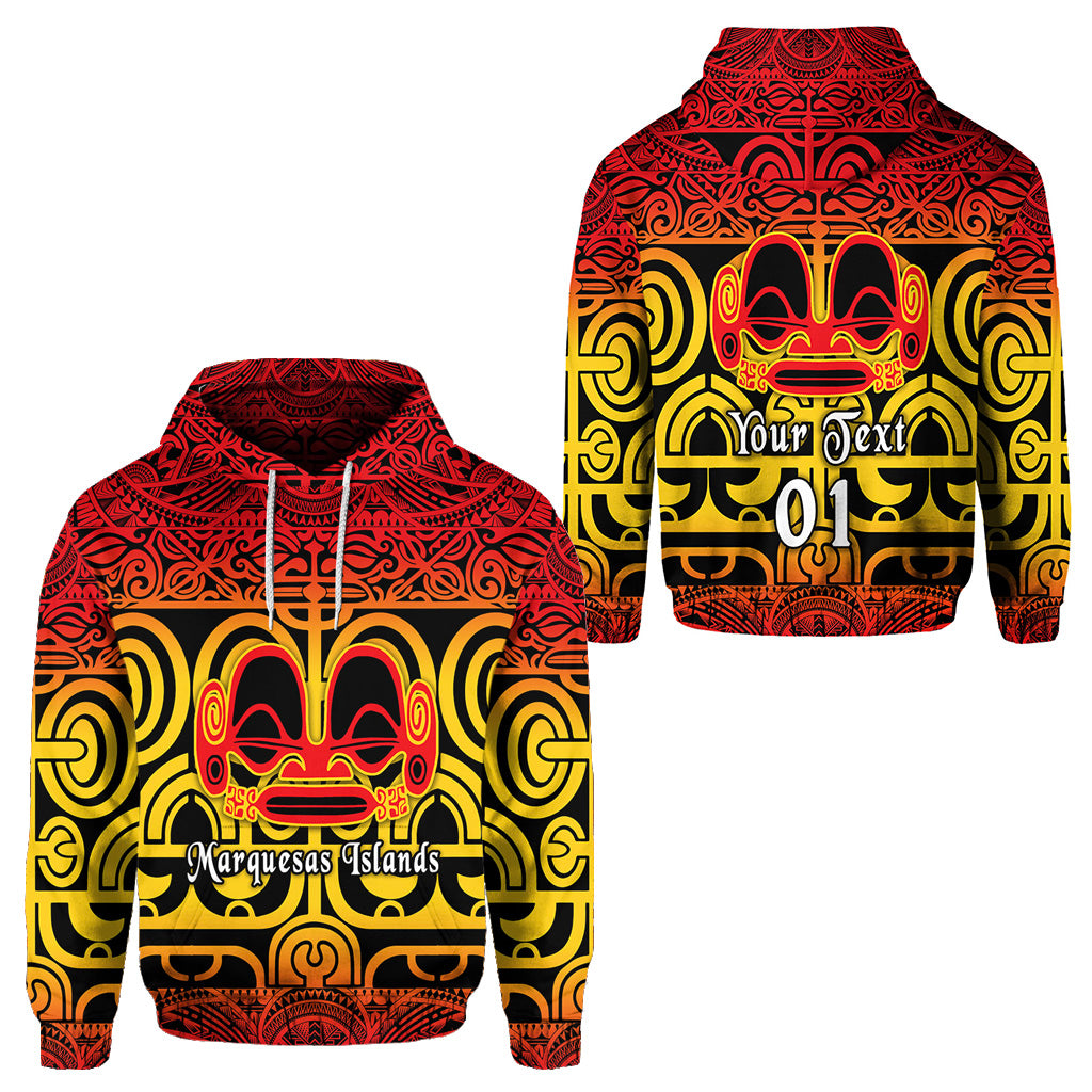 Custom Marquesas Islands Hoodie Marquesan Tattoo Simple Style Gradient Red LT8 - Polynesian Pride