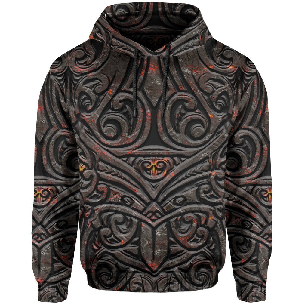 New Zealand Warriors Hoodie Maori Tiki Vocalno Style Unisex Black - Polynesian Pride