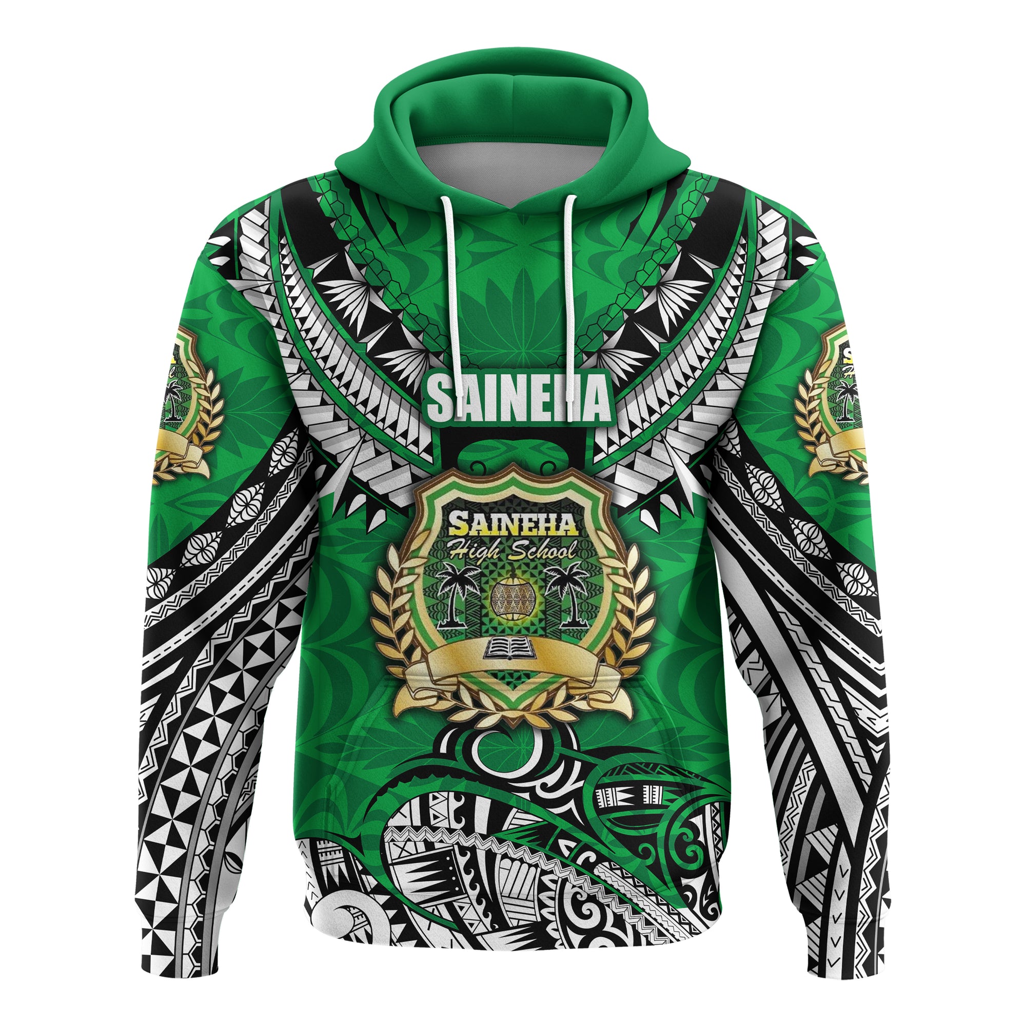 Saineha Tonga Hoodie Polynesian Style Class off 2010 LT16 Unisex Green - Polynesian Pride