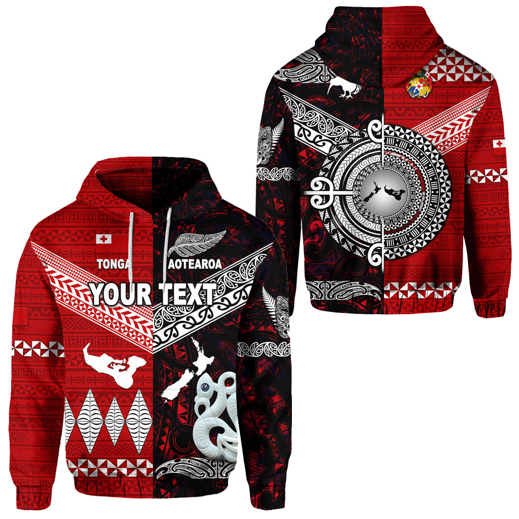 Custom New Zealand Tonga Hoodie Maori and Polynesian Together Red LT8 Unisex Red - Polynesian Pride