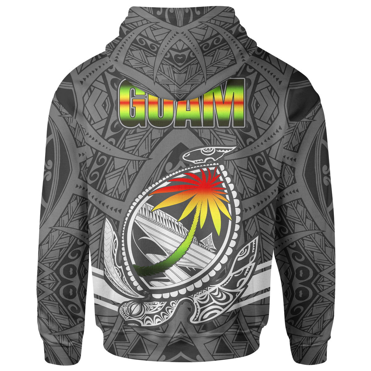 Guam Zip Hoodie Turtle Guam Seal Chamorro - Polynesian Pride